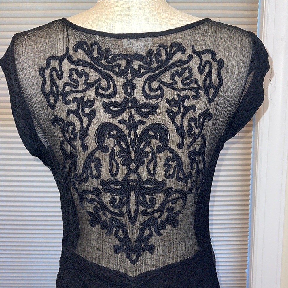 UO Silence & Noise Sheer Back Embroidered Dress